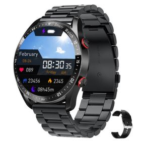 New ECG+PPG Bluetooth Call Smart Watch Men Smart Clock Sports Fitness Tracker Smartwatch For Android IOS PK I9 Smart Watch (Color: Black steel belt)